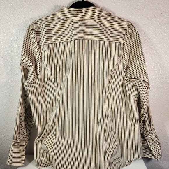 NWT Lane Bryant Size 14/16W Long Sleeve Gold Metallic Striped Button Up Top - Picture 9 of 12